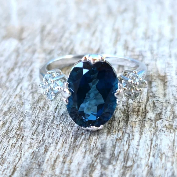 925 Sterling Silver London Blue Topaz Designer Signed RSI Size 10 Ring Thailand - Picture 1 of 16